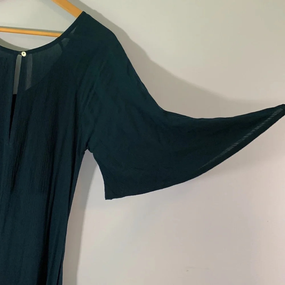 Cleobella size small dark blue green flutter sleeve laceup bust Whimsygoth witch - Picture 6 of 8